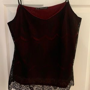 Maurice round neck black lace camisole